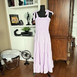 Oddy Tiered Tie Shoulder Lavender Dress‎